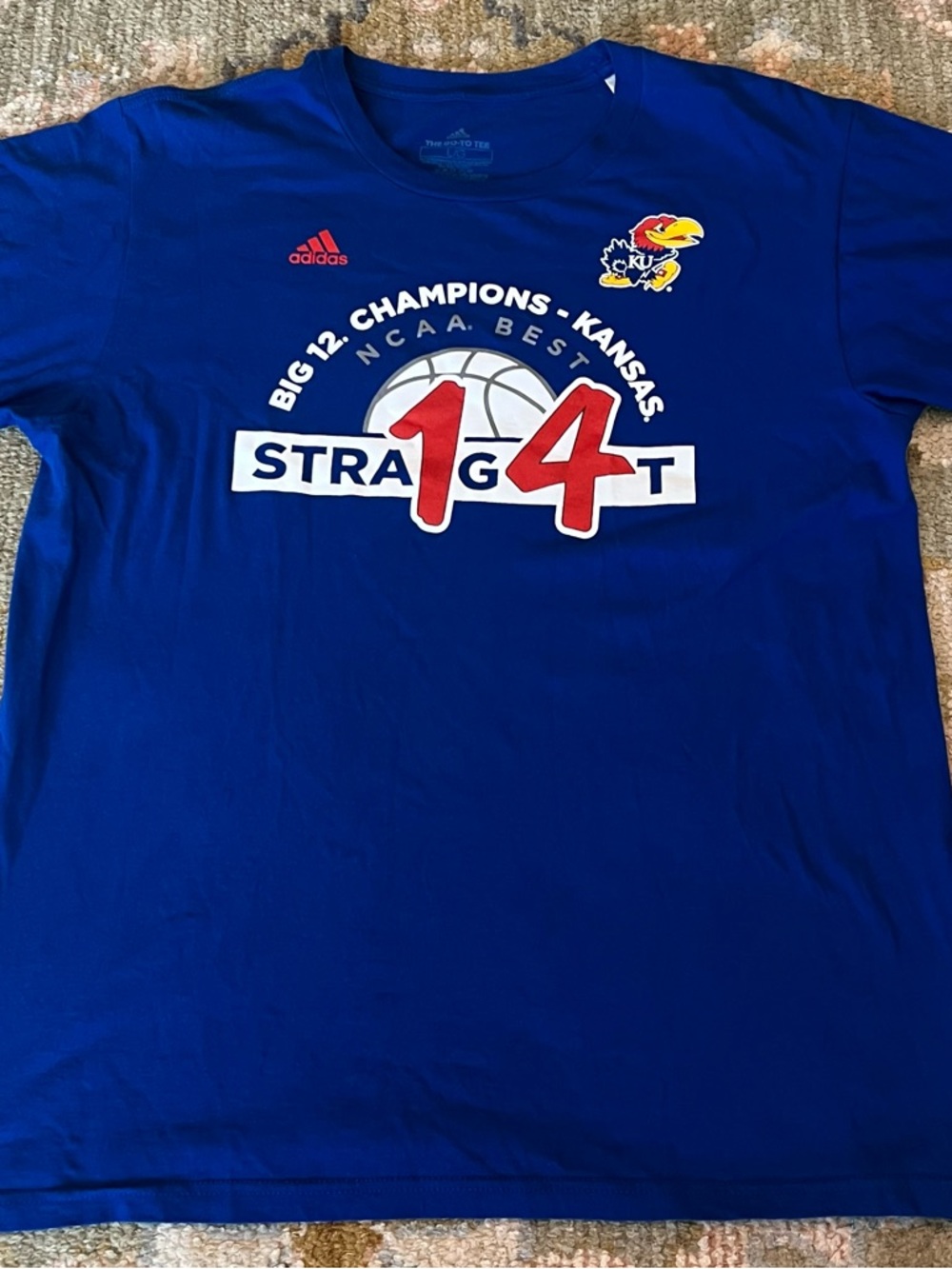 Kansas Jayhawks 14 Straight Big 12 Champs Shirt Men’s Men Size Large Color Blue